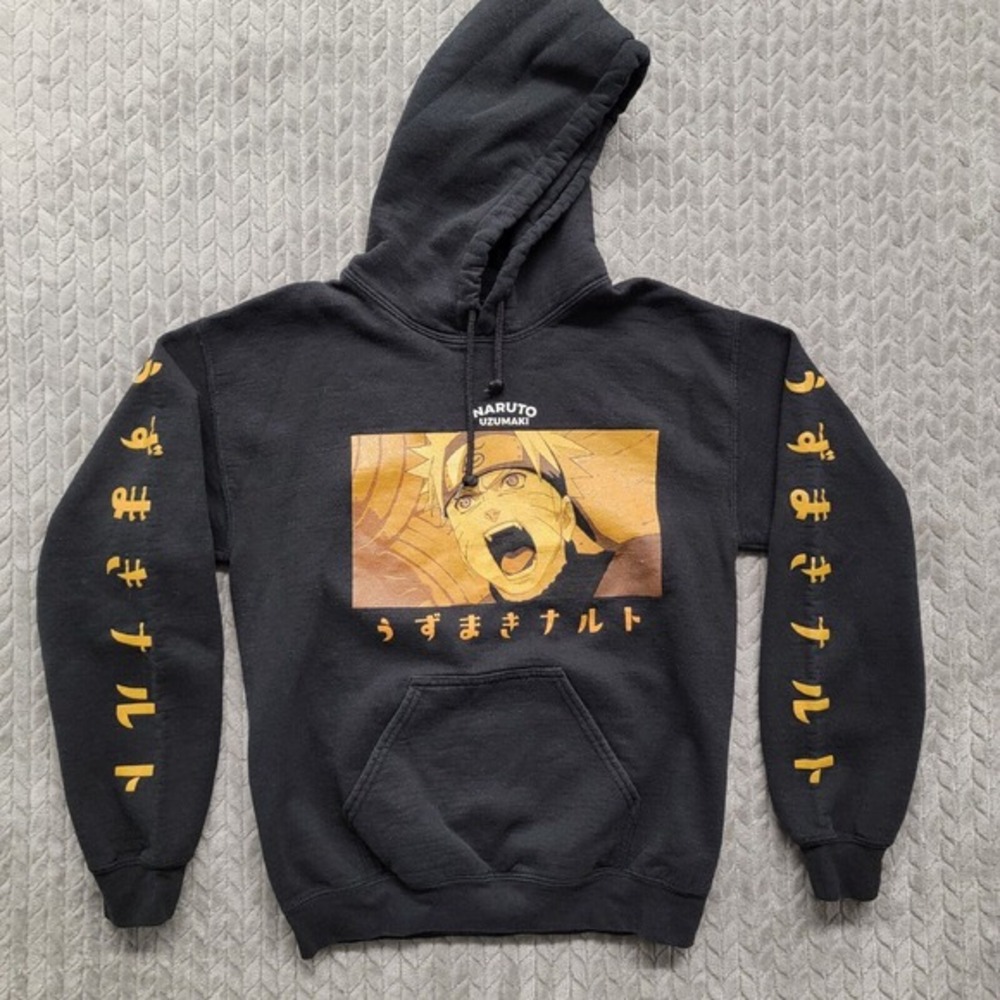 Naruto Shippuden Uzumaki 20th Anniversary Hoodie Sweatshirt Pullover Black Small